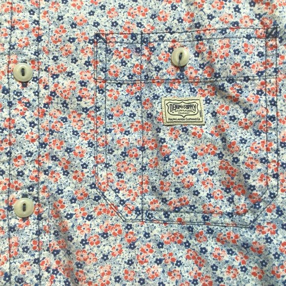 Ralph Lauren Denim & Supply Patriotic Floral Red White Blue Americana Shirt Med - Picture 4 of 8